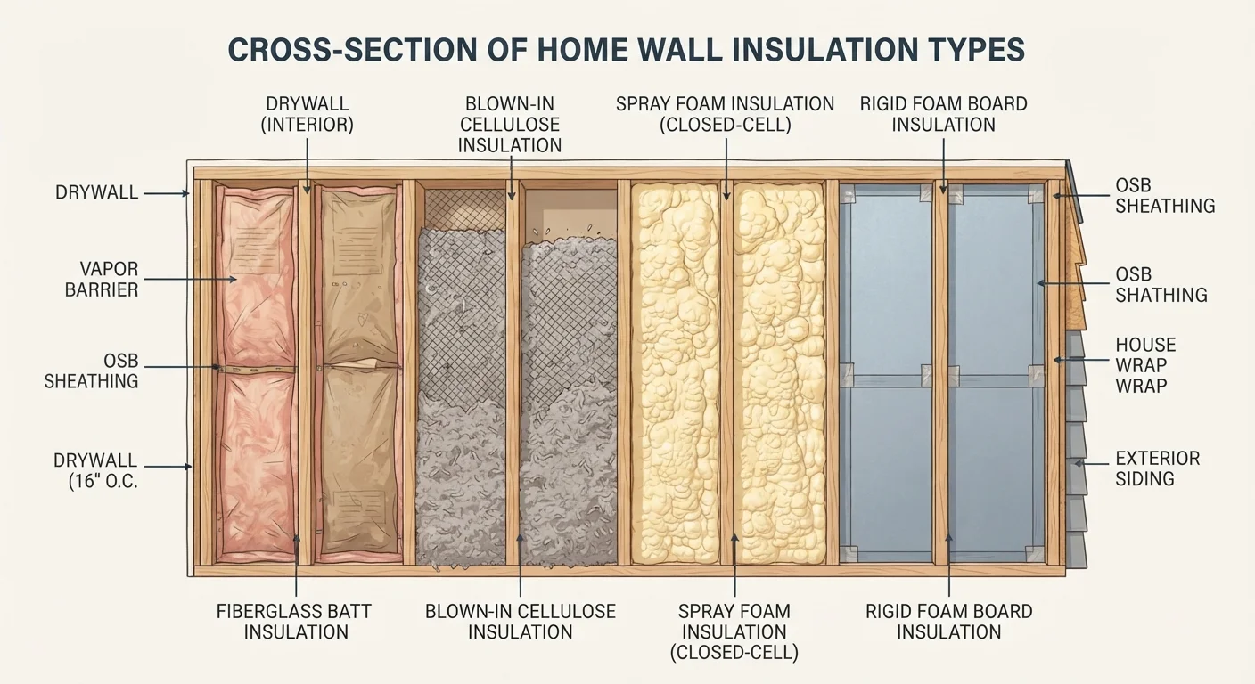 Insulation Types Explained: Batts, Blown-In, Spray Foam, and Rigid Board